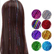 Sparkle Shiny Hair Tinsel Rainbow Silk Hair Extensions Dazzles Women Hippie for Braiding Headdress Long 100cm 120 Strands/bag