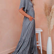 Flounced Edge Maxi Dresses for Women 2022 Maternity Short Sleeve V Neck Sexy Beach Wear Loose Fit Solid Summer Dress High Waist