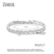 ZAKOL Fashion White Leaf Bracelets Bangles for Women Shinny Marquise Cut Cubic Zirconia Bridal Wedding Party Jewelry BP061