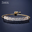 ZAKOL Fashion White Leaf Bracelets Bangles for Women Shinny Marquise Cut Cubic Zirconia Bridal Wedding Party Jewelry BP061