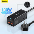 Baseus 100W GaN3 Pro Desktop Charger Power Strip Charging Station Fast Charger For iPhone 14 13 12 Pro Max Xiaomi Samsung Laptop