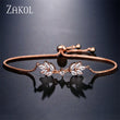 ZAKOL Fashion White Leaf Bracelets Bangles for Women Shinny Marquise Cut Cubic Zirconia Bridal Wedding Party Jewelry BP061